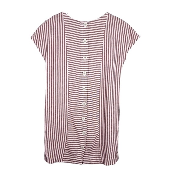 MADEWELL Linen & Cotton Lightweight Striped Dress | Short Sleeve Shift Dress - Picture 2 of 10